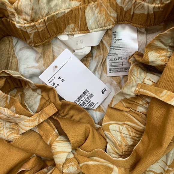 💛SOLD OUT NWT highwaisted mustard palm print pants - Picture 2 of 3